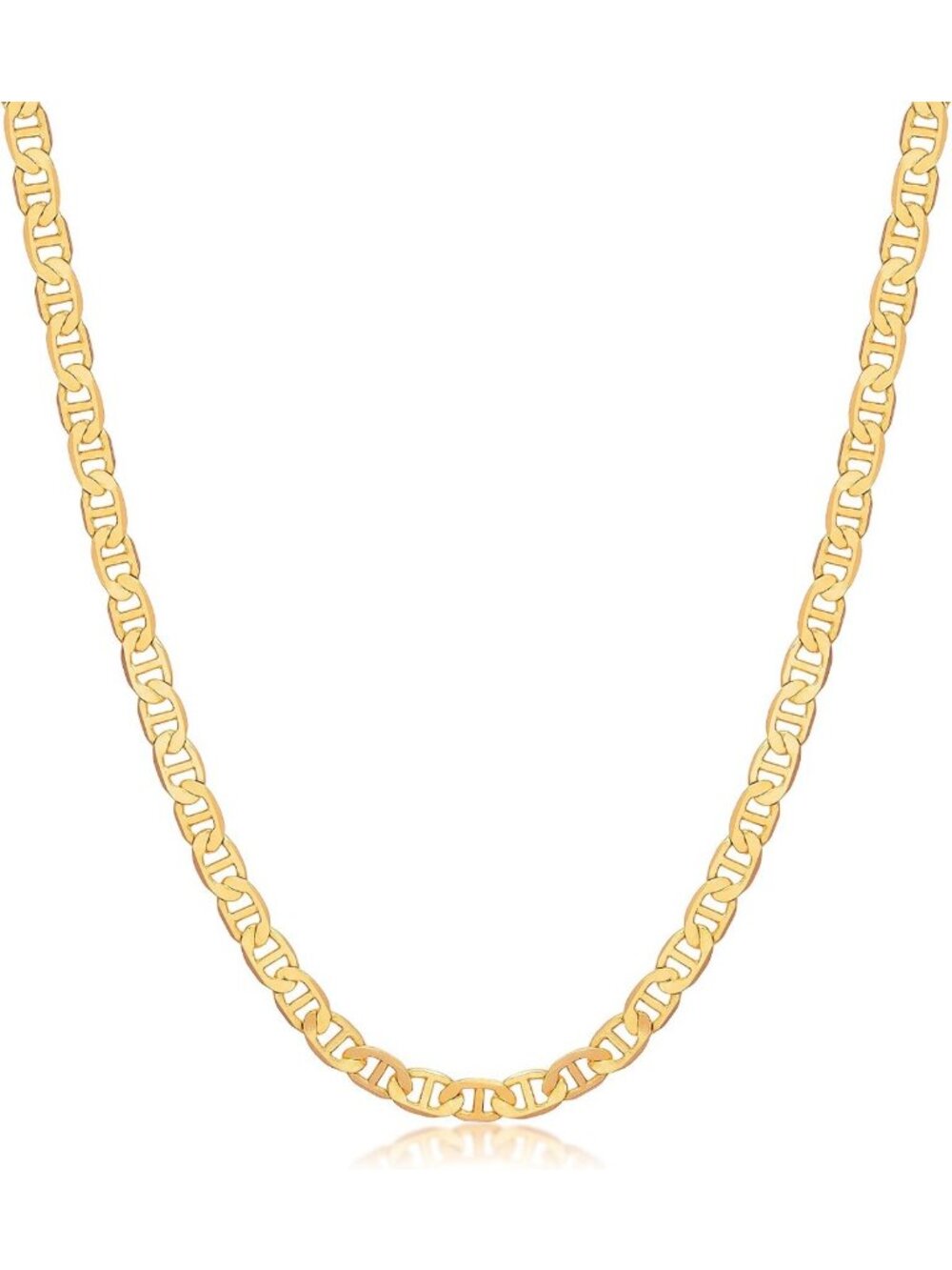 18K Gold Plated Mariner Chain Necklace for Women - Flat Marina Style, Made in